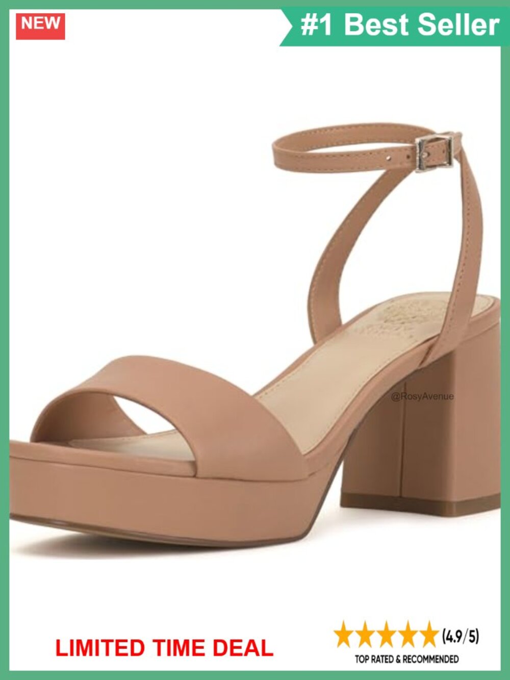 Women's Leather Platform Sandals Ankle Strap Block Heel Casual Evening
